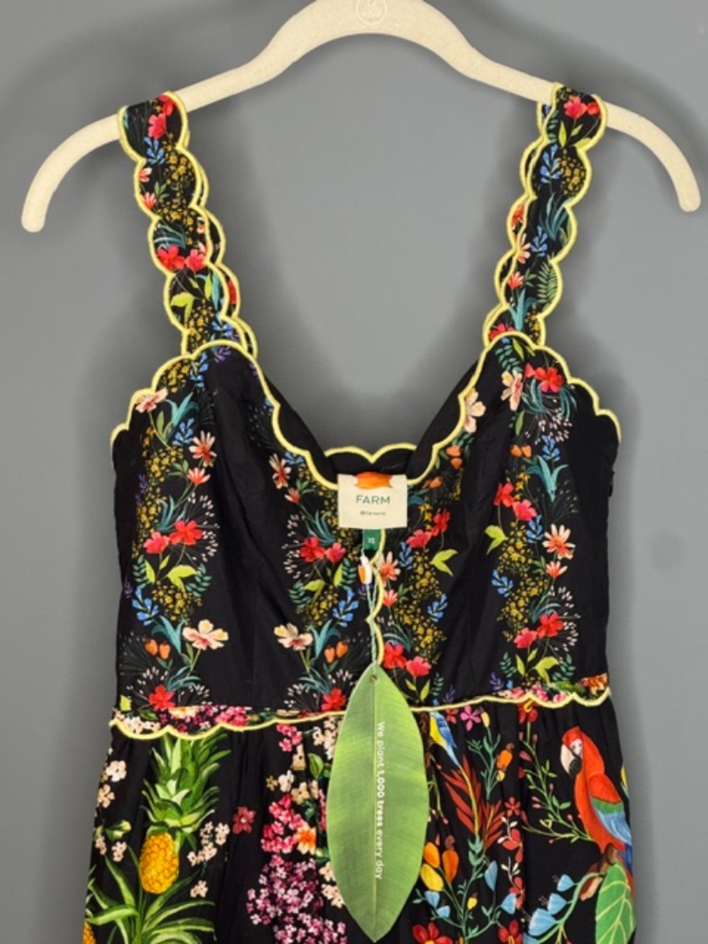 NWT Farm Rio Tropical Scalloped Midi Dress Size XS - Picture 3 of 4